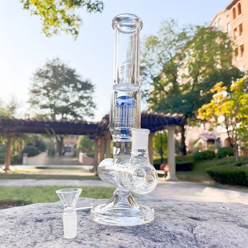 Heavy 11" Glass Bong Double Filter Smoking Hookah Bubbler Water W/Bowl Blue - Picture 9 of 19
