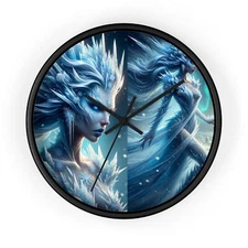 Home Decor Wall Clock Ice Queen Digital Artwork Vibrant Elegant