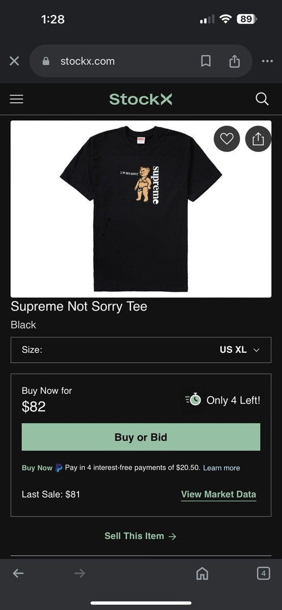 Supreme Not Sorry Tee MENS XL (SS21) MINT last sale $82 | eBay Supreme Not Sorry Tee MENS XL (SS21) MINT last sale $82 | eBay