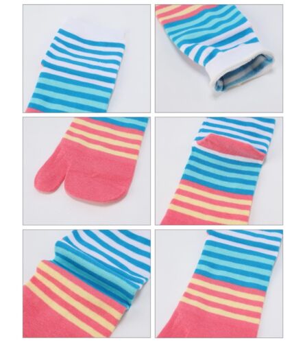 Women's Solid 2 Toe Flip Flop Tabi Socks Geta Ankle Cotton 5/6 Pairs - Picture 5 of 9