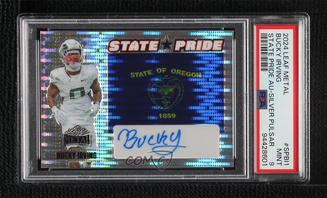Bucky Irving Leaf Metal State Pride Autographs #SPBI1 Silver Pulsar
