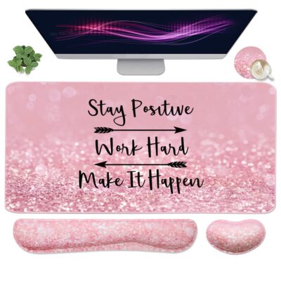 Large Mouse Pad and Keyboard Wrist Rest Desk Pad for Keyboard and Mouse 4-in-...