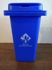 WASTE CONNECTIONS DESKTOP BLUE GARBAGE TRUCK MINI BIN CAN PEN HOLDER + FREE SHIP