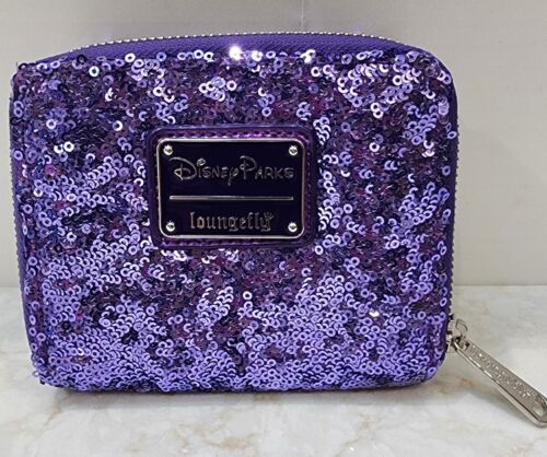 Disney Parks Loungefly Purple Sequins Minnie Mouse Ears Wallet