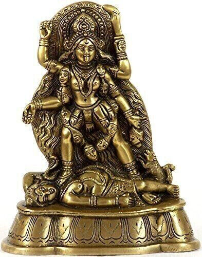 Messing Kaali Maa Statue Kali Mata Hindu Göttin Durga Idol 7,1" Figur 3,30 Pfund - Bild 1 von 3