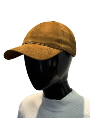 Cap Ledercap Echtleder Wildleder Cap Cognac Neu