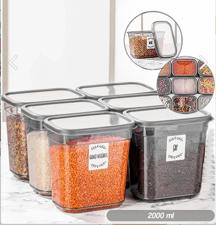 6 x Spices/Food Storage Container -Stackable-Pantry Box-BPA FREE+Lids