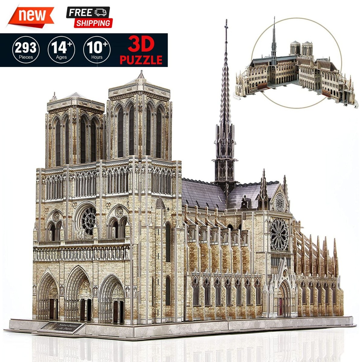 Notre Dame Modell-Puzzle Aus Karton – 96 Teile Zum Zusammenbauen Ohne Kleber