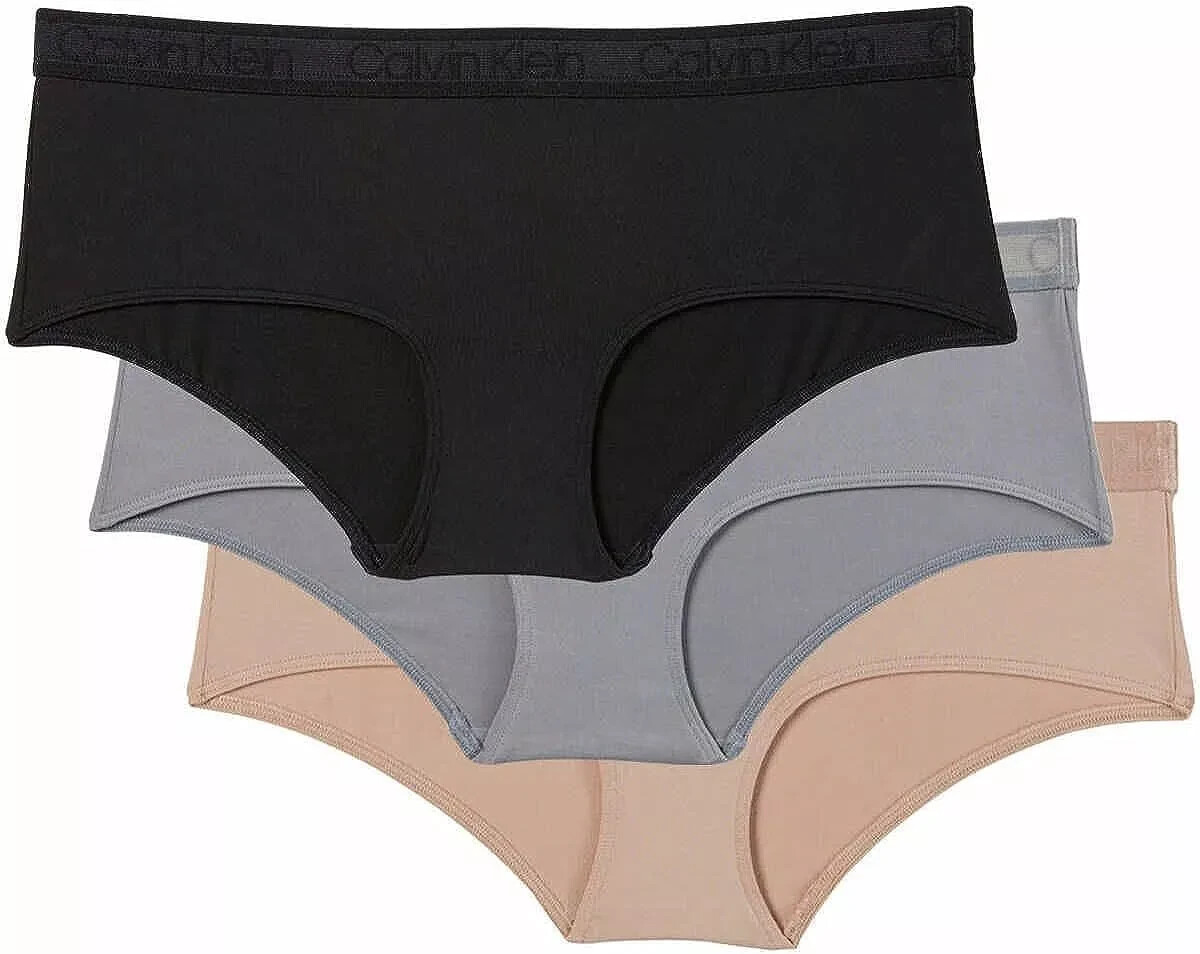 Calvin Klein Women Hipster Pack (Black/Wolf) LARGE BRAND NEW