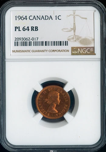1964 Canada Small Cent NGC PL64 RB - Elizabeth II - Quality