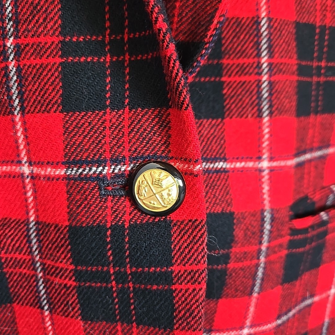 Pendleton Red Plaid Blazer Jacket 2 Button gold W… - image 7
