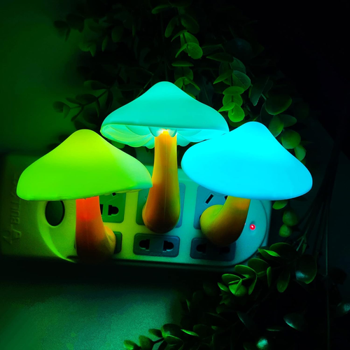 2Pack LED Night Light Plug in Lamp 7-Color Changing Cute Mushroom Light Sensor N - Picture 2 of 12