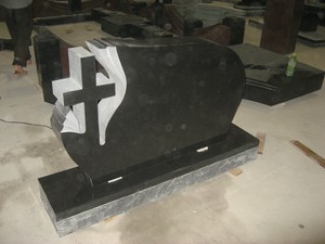 black granite cross headstone