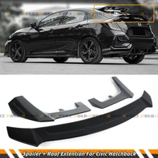 FOR 2017-21 CIVIC FK7 HATCHBACK GLOSS BLACK YOFER TRUNK SPOILER + ROOF EXTESIONS