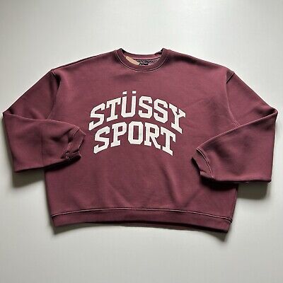 Stussy Sport Big Crackle Graphic Pullover Crewneck Boxy Mens Stussy Sport Big Crackle Graphic Pullover Crewneck Boxy Mens