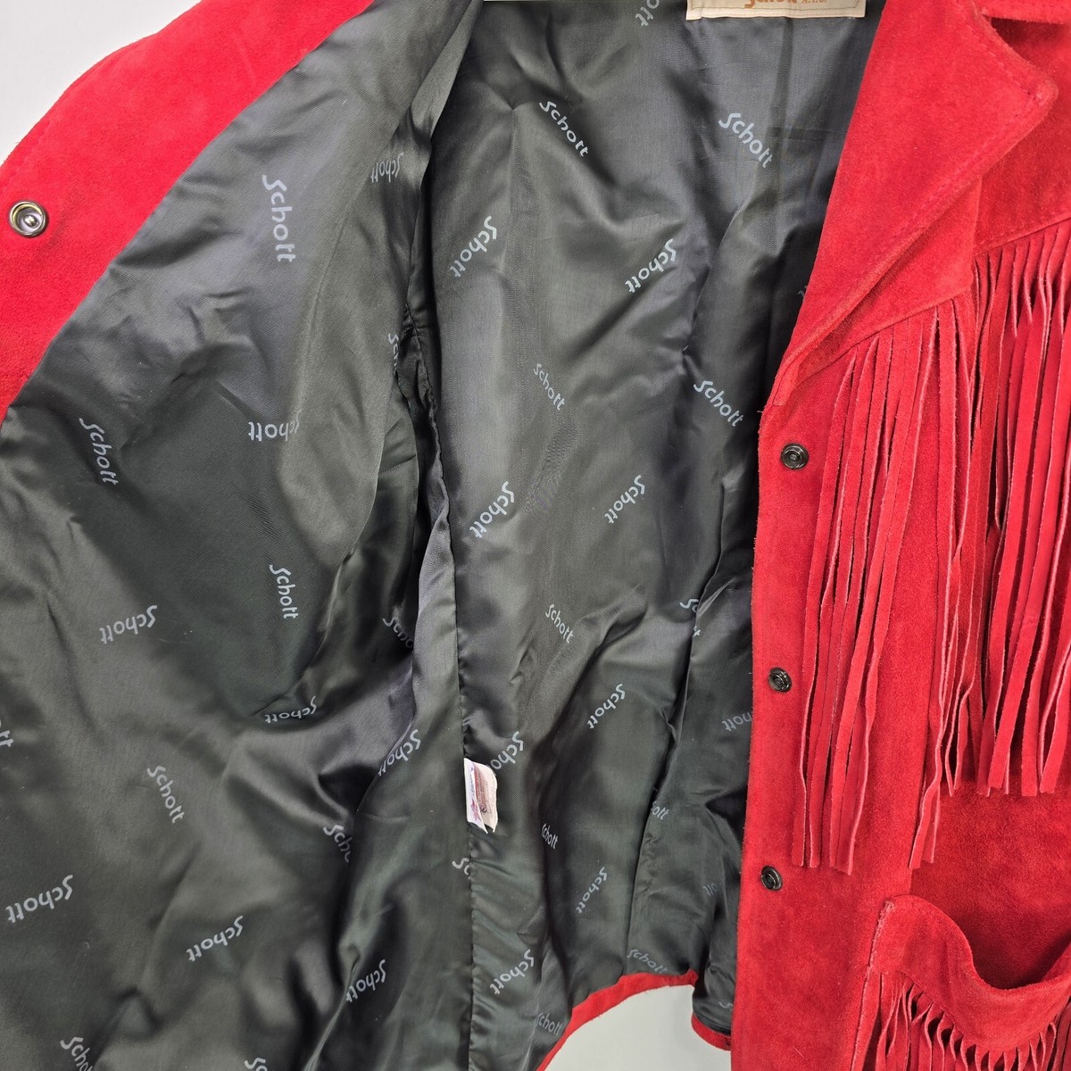〈 SCHOTT 〉western fringe suede jacket Schott Western Red Suede Leather Fringe Jacket Coat Womens