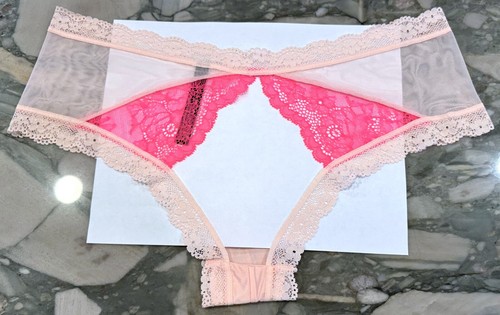 NEW Victoria Secret Very Sexy Lace & Mesh Peek-a-boo Cheeky - Millennial Pink XL - Picture 3 of 4