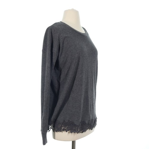 Miss Me Women's Gray Lace Accent Soft Pullover Sweater Sweatshirt - Size Small - Picture 4 of 8