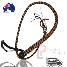 Professional 04 Feet 8 Plaits Cow Hide Leather Bull Whip Handmade Rope Core Whip