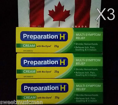 CANADIAN PREPARATION H CREAM PREP-H WITH BIO-DYNE 25G CANADA