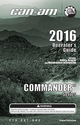 New Can-Am Commander Series 2016 Owners Operators Manual Paperback Free Shipping