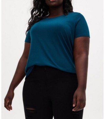 Torrid Signature Everyday Crew Neck Jersey Tee Classic Fit Teal Top Size 3X 3