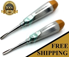 2 pk Stainless Steel Root Tip Dental Extraction Elevators Straight & Curved 5mm