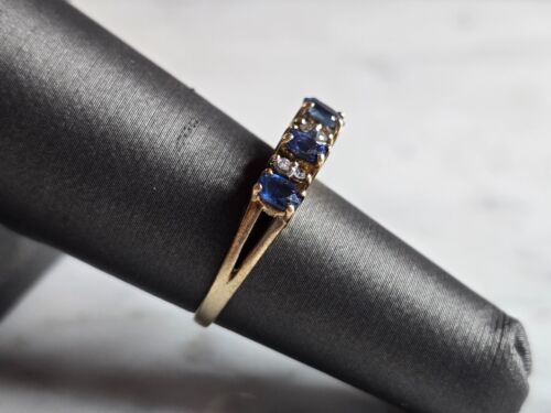 Anello donna vintage estate oro giallo 14 kt diamanti spinello 2,8 g E7803 - Foto 2 di 6