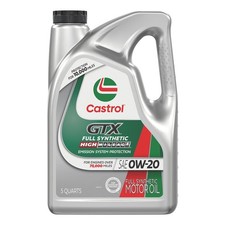 Castrol GTX Full Synthetic High Mileage 0W-20 Motor Oil, 5 Quart Amber 42.30 per gallon