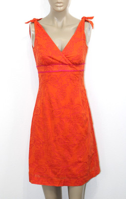 Lilly Pulitzer Orange Cotton Resort Sundress Tie Shoulder V-Neck Sun Dress 2