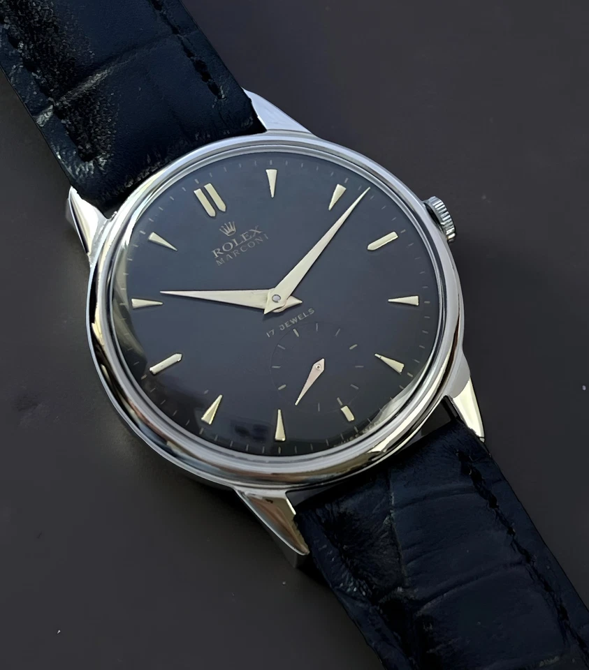 VTG ROLEX MARCONI JUMBO BLACK DIAL NICKEL PLATED CASE 37,2mm DIAMETER FROM 1930 - Image 4 of 4