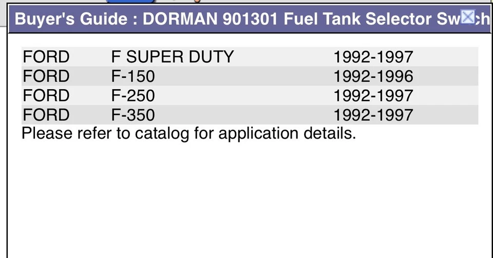 Interruptor selector de tanque de combustible 901-301 Dorman gasolina nuevo se adapta a camión F150 F250 F350 F-150 Foto 2 de 2
