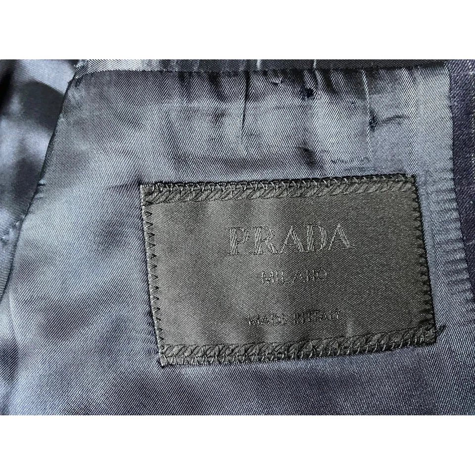 Chaqueta Blazer PRADA Milano Hombres 42R Azul Marino EE. UU. Cuadros Ventana Lana Italia Foto 3 de 4