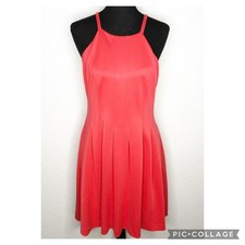 Calvin Klein coral orange pleated sleeveless fit & flare dress size 10