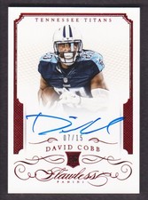 2015 Flawless Football Trading Card Rookie AUTO Ruby #RA-DC David Cobb 07/15. rookie card picture