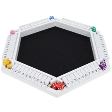 Pacific Shore Games 6 Player Shut The Box Dice Game, White Painted Wood, 14