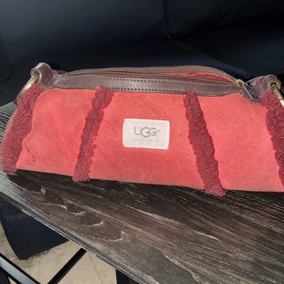 Vintage Burgundy Ugg Australia Collection Shoulder Bag With Leather Trim/strap