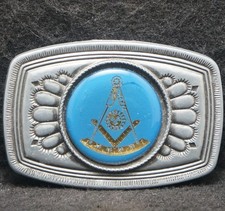 XG27111 NOS VINTAGE 1970s  MASONIC SYMBOL  BROTHERHOOD ORG. MENS BELT BUCKLE