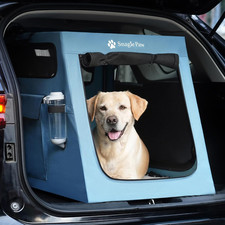 Portable Dog Crate for Car Travel, Collapsible Large Dog Travel Crate with Metal