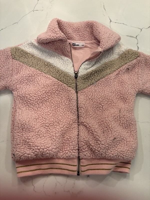 Epic Threads Girls Pink Colorblock Sherpa Fleece Full Zip Jacket, Size 5