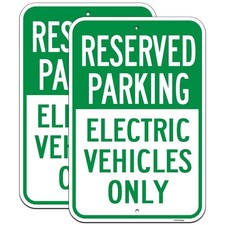JinfanSign 2 PC-18"x12" Large Reserved Parking Electric Vehicles Only Sign