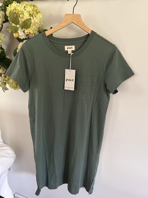 PACT 100% Organic Cotton Dark Forest Softspun Tee Dress Sz Medium NWT