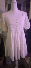 Madewell Woman's Eyelet-Mix White Tiered Mini Dress Size XXS