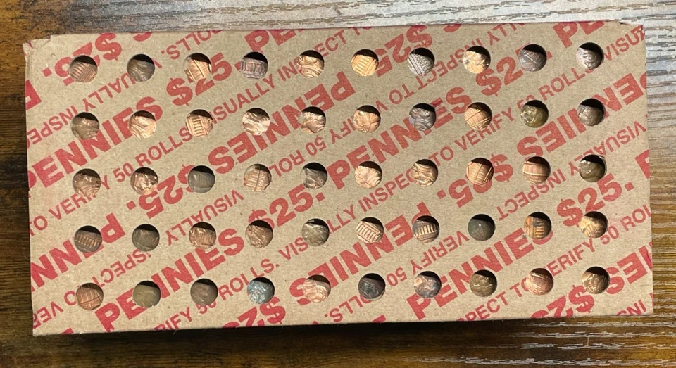 SEALED $25 Bank Box of 2,500 Pennies with 50 ROLLS ~ Find Wheats, Copper, Errors - Image 3 of 4
