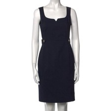 Tory Burch Navy blue square sweetheart neckline pencil dress