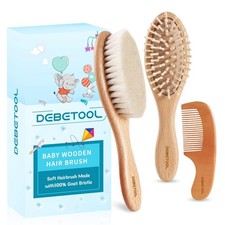 Baby Hair Brush and Comb Set for Newborns Toddlers - Wooden Baby Brush Set ...