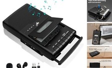 Retro Cassette Player  Tape Recorder with Standalone Mircophone, Black