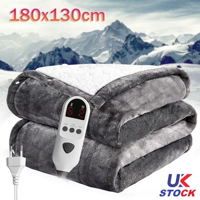YOUKUKE Large Electric Heated Throw Over Blanket LED Warm Washable Fleece Winter Warming