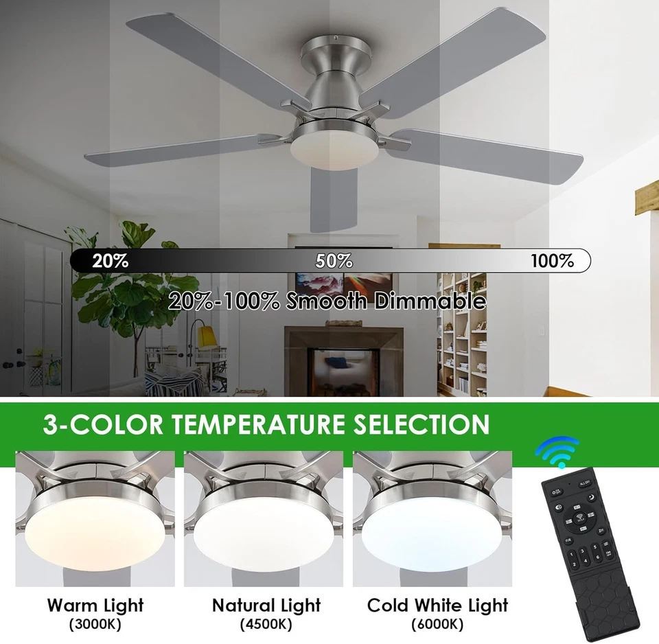 Contemporary 52-Inch Ceiling Fan with Remote & App Control - Quiet Operation - Image 4 of 4