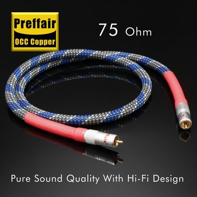 75 Ohm Digital Wire  Audiophile OCC HiFi Coaxial Cable RCA Gold Plated Plugs